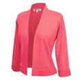 thumbnail image 2 of YEMAK Women's Classic 3/4 Sleeve Open Front Cropped Bolero Cardigan MK3558 (S-XL)-COR-L, 2 of 9
