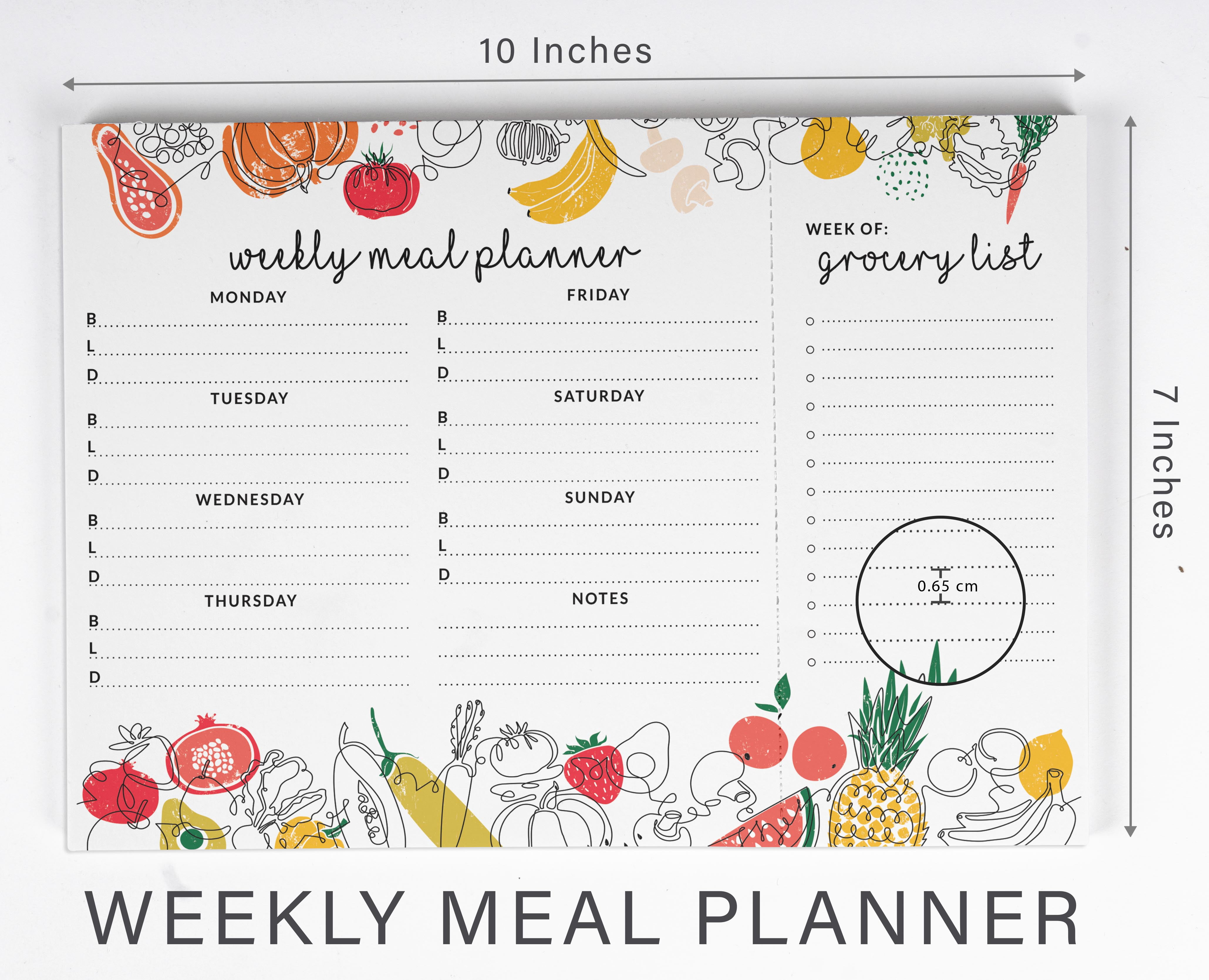 Inkdotpot Weekly Meal Planner Notepad 7"x10 , "Weekly Meal Planner" Magnetic Meal Planning Pad with Tear Off Grocery Shopping List for Fridge- Kitchen & Home - 54 Sheets -RS