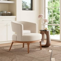 Penryn Accent Chair Beige Accent Chair, Modern Style, Comfy and durable polyester fabric, Solid Ash Wood, Indoor Living