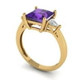 thumbnail image 2 of 2.32 ctw 3 Stone Anniversary Ring for Women | Princess Cut Natural Amethyst | Hyperallergenic Solid 18K Yellow Gold, 2 of 5