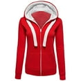 thumbnail image 2 of Odeerbi Jackets For Women Long Sleeve Patchwork Solid Color Hooded Zipper 2025 Casual Sport Coat Red, 2 of 6
