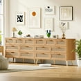thumbnail image 4 of Rovaurx 7 Drawer Double Dresser for Bedroom, Rattan Chest of Dressers, Modern Wooden Dresser Chest with Golden Handles, Beside Table for Closet, Living Room and Entryway, Natural RDG004M, 4 of 6