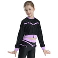 thumbnail image 2 of inlzdz Kids Girls Sport Athletic Jacket Long Sleeve Figure Ice Skating Top Costume Zipper Contrast Light Purple 6, 2 of 7
