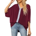 thumbnail image 1 of SAYOO Dolman manga cuello en V mujer #39;st - camisa gasa suelta Split verano Street Top SAYOO moda, 1 of 6
