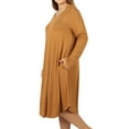 thumbnail image 3 of Womens & Plus Round Neck Long Sleeve Knee Length A-Line Swing Trapeze Dress (DK Purple, 2X), 3 of 4