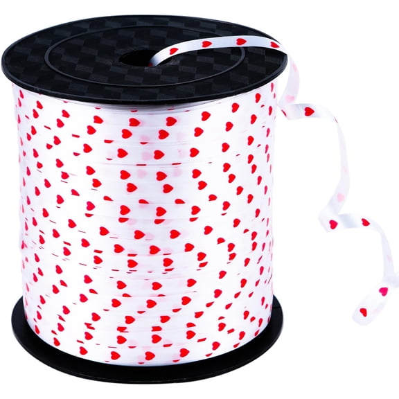 Coobey Curling Ribbon Heart Balloon Ribbons Roll Crimps Ribbon for Valentine's Day Party Festival, Balloon Gift Wrapping, Art Craft