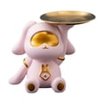 thumbnail image 3 of Bandeja de almacenamiento de conejo moderna, estatua de resina, figura de animal, escultura, adorno, placa Bandeja individual rosa, 3 of 9