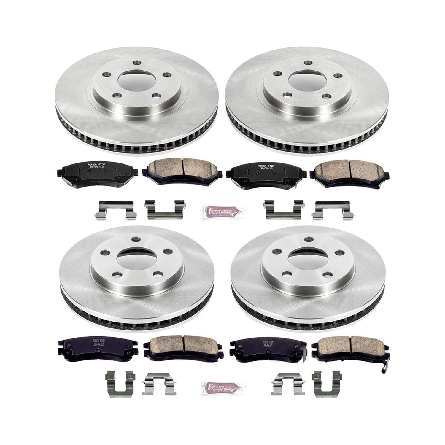 Power Stop Front and Rear Stock Replacement Brake Pad and Rotor Kit KOE2556