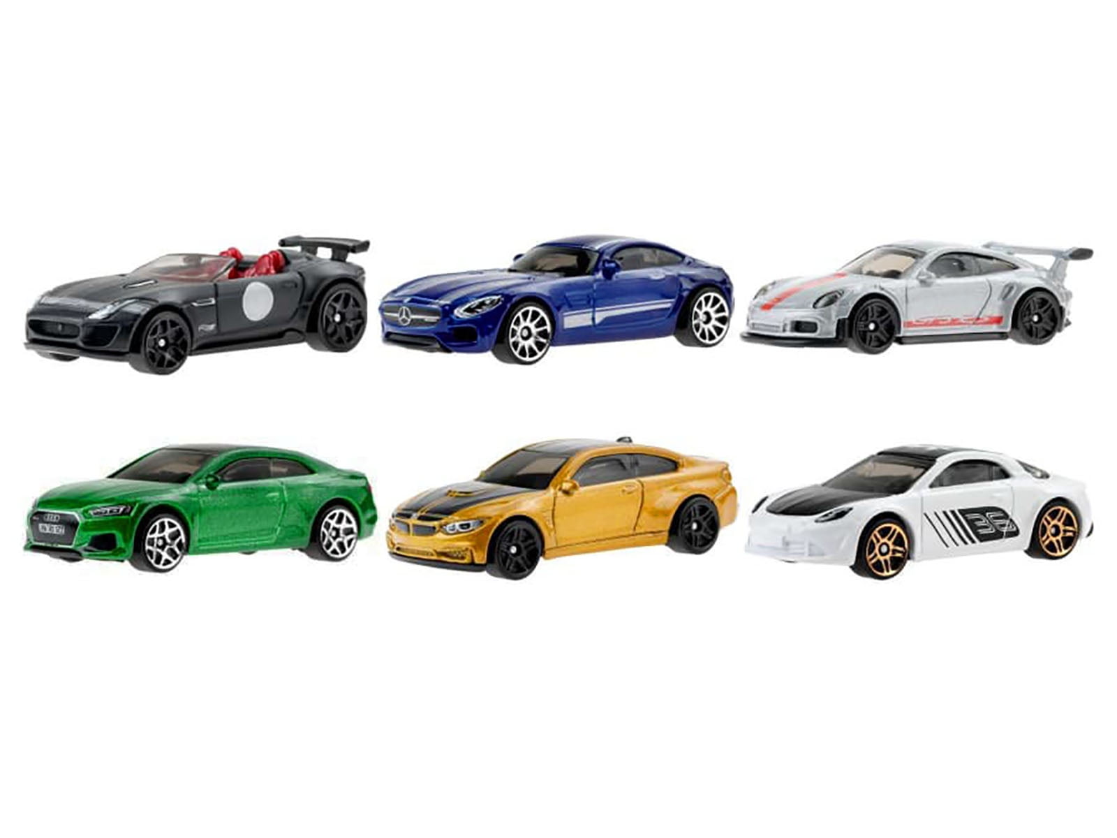 "European Theme" 6 piece Set Diecast Model Cars by Hot Wheels