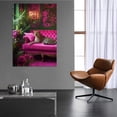thumbnail image 4 of Mudket Leopard on Hot Pink Sofa Canvas Wall Art, Maximalist Luxury Trendy Wall Art Print Waterproof Canvas for Preppy Living Room Apartment Home Decor, Framed Ready to Hang - 36"L x 24"W, 4 of 9