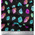 thumbnail image 2 of Soimoi Black Poly Georgette Fabric Crystal Stone Geometric Print Fabric by the Yard 42 Inch Wide, 2 of 3