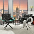 thumbnail image 4 of TEWLOSS Swivel Accent Chair Set of 2 Faux Leather Armchair with Metal Legs, Black, 4 of 12