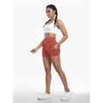 thumbnail image 4 of Pantalones Cortos Fluidos para Correr, para Mujer, para Entrenamiento, Atletismo, Gimnasio, Yoga, Cintura Alta, con Bolsillos, Verano. Marrón Rojo M, 4 of 10