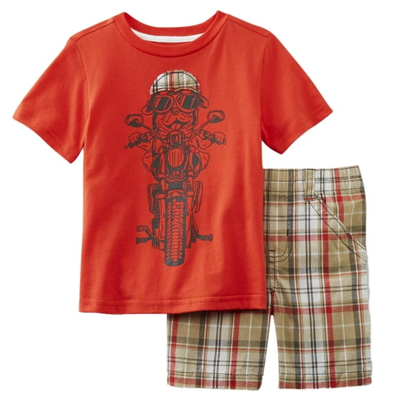 Toughskins Infant & Toddler Boys Red Motorcycle Dog T-Shirt & Shorts Set