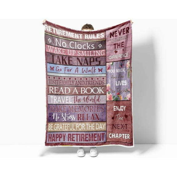 Retirement Thick Throw Blanket for Women, Teacher Retirement Soft Fleece Flannel Blankets Retirement Party Decorations for Cool Soft Blanket for Bed Couch Sofa (50X60 Inches)