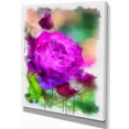 thumbnail image 2 of Peinture de Rose Aquarelle Violette - Impression sur Toile Florale, 2 of 4