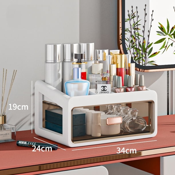 Caja de almacenamiento de cosméticos, tocador, escritorio, cajón transparente, dormitorio, papelería, medicina, ropa, armario de almacenamiento multiusos
