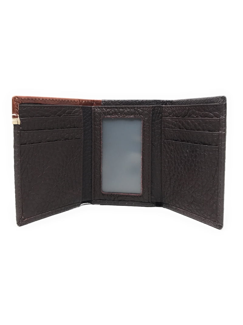 Western Tooled Genuine Leather Rodeo Men's Short Trifold Wallet in