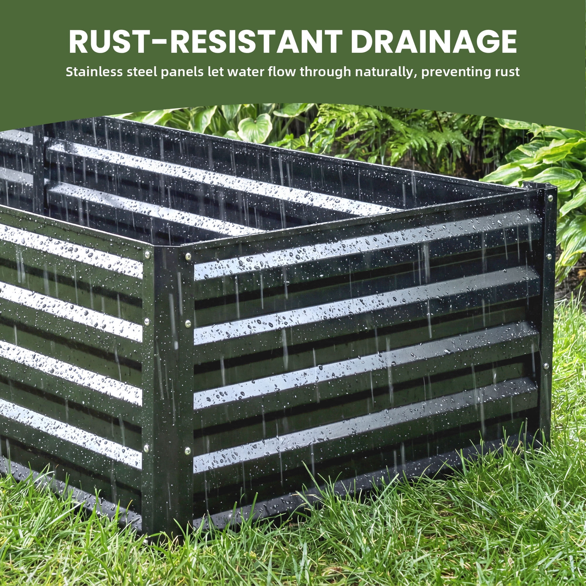 Uforic 12 x 4 x 1 FT Galvanized Metal Raised Garden Bed Kit, Outdoor Planter Box with Safety Rubber & Gloves for Vegetables Flowers Herbs Fruits, Black