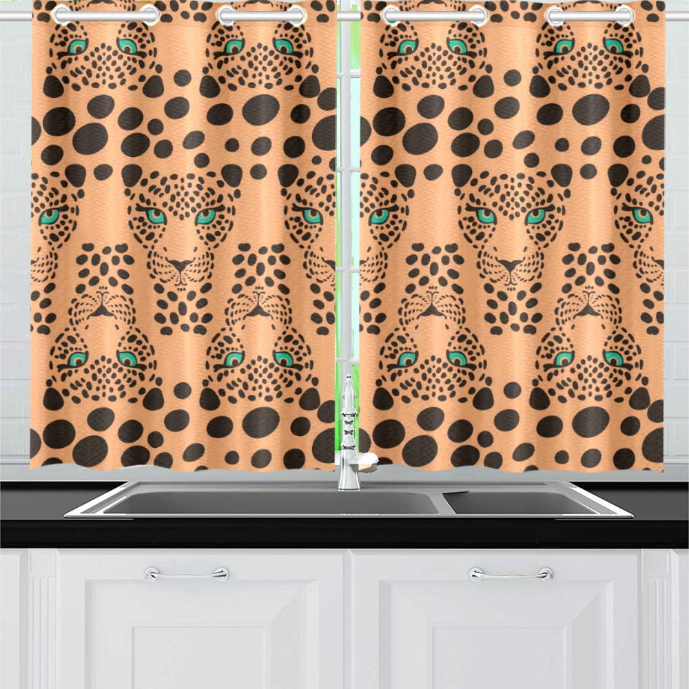 MKHERT Fierce Leopard Window Curtains Kitchen Curtain Room Bedroom