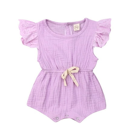 

Infant Baby Girls Ruffle Linen Romper Bodysuit Jumpsuit Outfit Summer Clothes