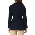 thumbnail image 3 of INSPIRE CHIC Women's Notched Lapel Long Sleeves Double Breasted Winter Trenchcoat XS Dark Blue, 3 of 6