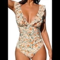 thumbnail image 1 of Traje de Baño de una Pieza con Volantes para Mujer, Cuello en V, Cordones, Color S, 1 of 6