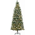 thumbnail image 1 of HOMCOM 7.5ft Slim Prelit Artificial Christmas Tree with Snow-Dipped Branches, LED Lights, Colourful Powder - Green, 1 of 8