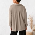 thumbnail image 6 of vigerkar Womens Oversized Deep V Neck Sweatshirts Casual Collared Long Sleeve Ribbed Knit Pullover Tops (Khaki, M), 6 of 7