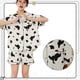 thumbnail image 2 of 1 Set of 2Pcs Summer Women Pajamas Cartoon Cow Pajamas Cotton Cardigan Short Sleeve Shorts Casual Homewear Two-Piece Set (White Black Size XL), 2 of 4