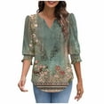thumbnail image 6 of Orders Placed By Me 3/4 Sleeve Shirts for Women Plus Size On Floral V Neck T Shirt Summer Fashion Tunic Ladies Tops Dressy Casual Loose Fit Blouses Cancel Membership My Purchase History, 6 of 8