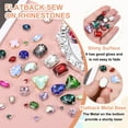 thumbnail image 3 of Uxcell 100Pcs Sew on Rhinestones, 7-18mm Mixed Shapes Flatback Glass Crystal Sewing Gems with Silver Claw Prong Setting for Crafts Clothing Shoes Accessories, Blue Tone(Style 1), 3 of 6