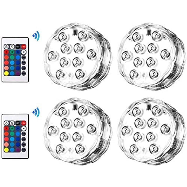 Luz subacuática, luces LED impermeables que cambian de varios colores RGB para fiesta base de jarrón, Navidad, piscina, Halloween, Navidad - 4 piezas Xemadio ZH-133