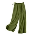 thumbnail image 3 of Womens Linen Pants Casual Loose Wide Leg Pants Elastic Waist Palazzo Pants Trousers With Pockets Casual Dress Pants for Women Summer Casual Pants Set for Women Pants for Women Casual Summer plus Size, 3 of 3