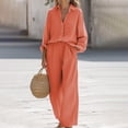 thumbnail image 2 of Yokua Women's long sleeved shirt two-piece loose cotton and linen button up cardigan pants set, 2 of 9