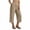 Khaki, variant on Ynynloco 100%Cotton Capri Pants for Women High Elastic Waisted Wide Leg Loose Casual Lounge Pant Summer Capris with Pockets