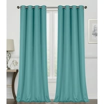 Regal Home Collections 2 Pack 100% Blackout Thermal Energy Saving Grommet Top Curtain Panels - Teal, 45 in. Long