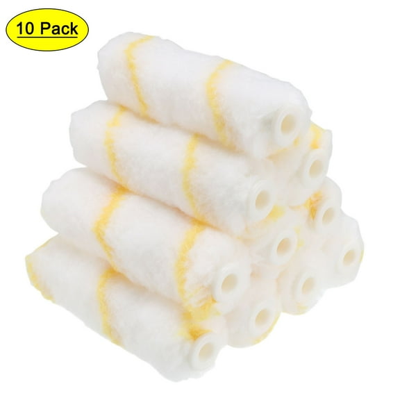 Uxcell 4 Inch 1/4" Hole Dia Mini Fabric Paint Roller Cover Painting Refill 10Pack