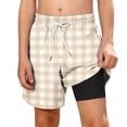 thumbnail image 3 of LIBRCLO Boys Swim Trunks with Compression Liner 9 Years Swimwear Hawaiian Quick Dry Kids 2 in 1 Board Shorts Casual Bathing Suits Swimsuits Summer Beach Shorts Yellow, 3 of 8