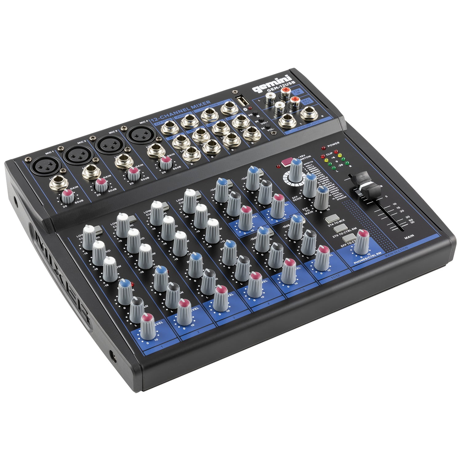 Gemini GEM-12USB Compact Analog Bluetooth Mixer, 12 Channels, GEM-12USBPT