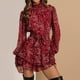thumbnail image 1 of Vestido Mini vestido de línea A para mujer, informal, de gasa, cómodo, elegante, con estampado floral, vestido estético Cgtredaw Rojo Xl para Mujer, 1 of 1