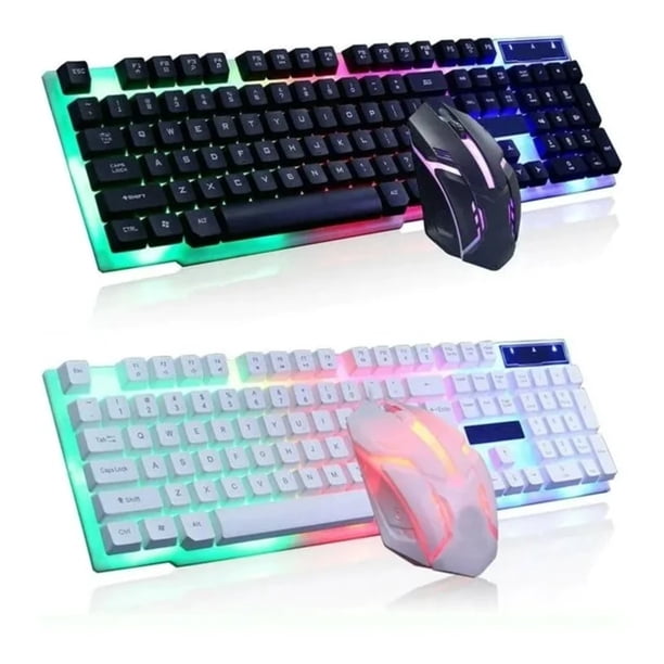 Kit Teclado Mouse Gamer Rgb Alambrico Led Multimedia Negro Petukita Box Tecnología anti-ghosting