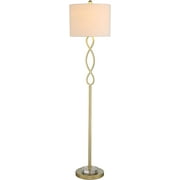 Maxax 59 Modern Gold Floor Lamp with White Drum Shade, 3-Way Dimmable Standing Lamp for Living Room and Bedroom, E26 Base, Elegant Metal Design with Rotary Switch
