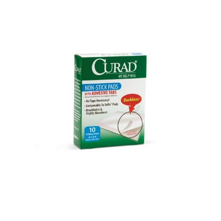 inches curad tabs adhesive pads count stick non each pack