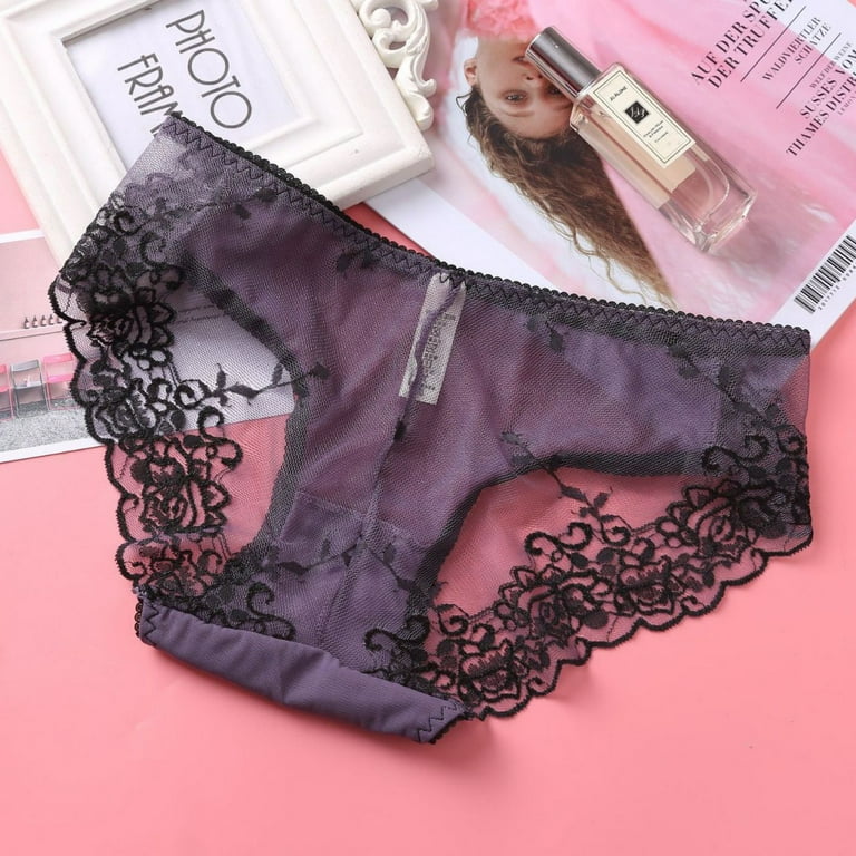 Aosijia Womens Lace Trim Panties Underwear Floral Lace Sexy Bikini Panty  Ladies Seamless Breathable Soft Panty Underpants