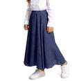 thumbnail image 5 of NAISIBABY Girls Maxi Skirt, Cotton Mesh High Waist Pleated Tiered Kids Flowy Swing Long Skirt Navy 10T, 5 of 7