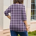 thumbnail image 6 of Sewkxo Womens Plus Size Tops Casual 3/4 Length Shirt Crew Neck Print Blouse Cotton Spring Summer Clothes,Purple 4XL, 6 of 6