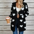 thumbnail image 2 of Cavosen Women's Knit Sweaters Tunic Length Heart Graphic Cardigan with Pocket Long Sleeve Stretch Outerwear Coats, 2 of 9