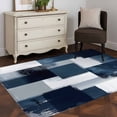 thumbnail image 3 of 4x6 Area Rugs, Navy Blue White Non-Skid Rubber Backing Large Rectangle Rugs - Living Room Bedroom Home Office, Modern Abstract Art Oil Painting Geometric Indoor Floor Mat Carpets Washable Rug, 3 of 9