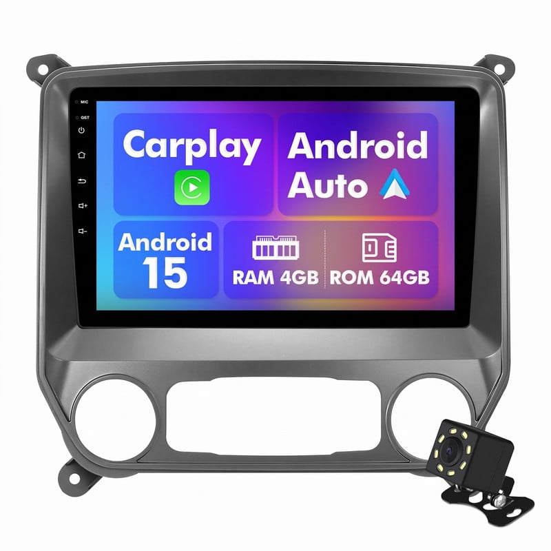 LULAION Premium 10.1" Android 15 Car Radio Replacement for Silverado/Sierra 2014‑2018 – Supports Wireless CarPlay, GPS Nav, Bluetooth, WiFi, DSP, SWC, 8 Core 4GB RAM + 64GB ROM